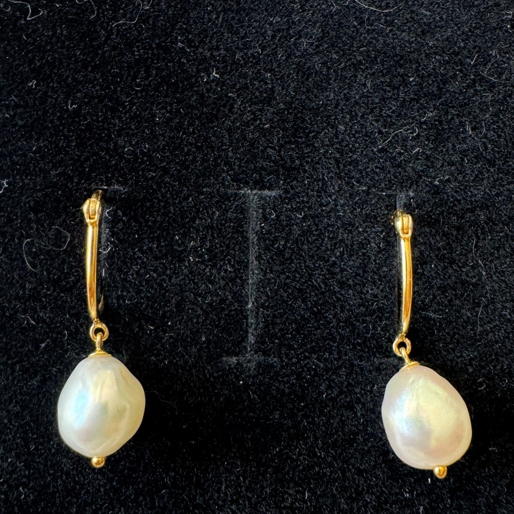 Mejuri Gold and White Pearl Earrings